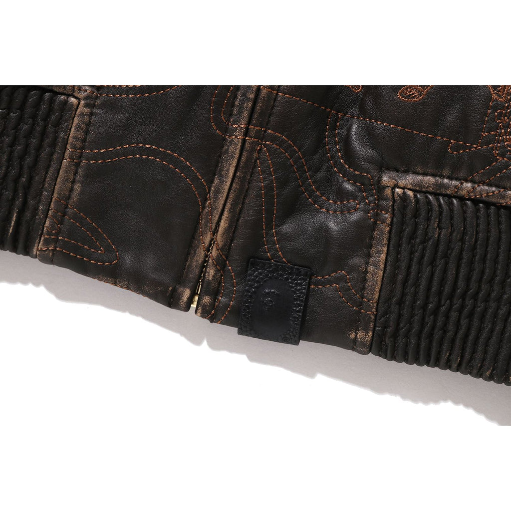 MULTI LOGO QUILTED LEATHER BOMBER JACKET MENS