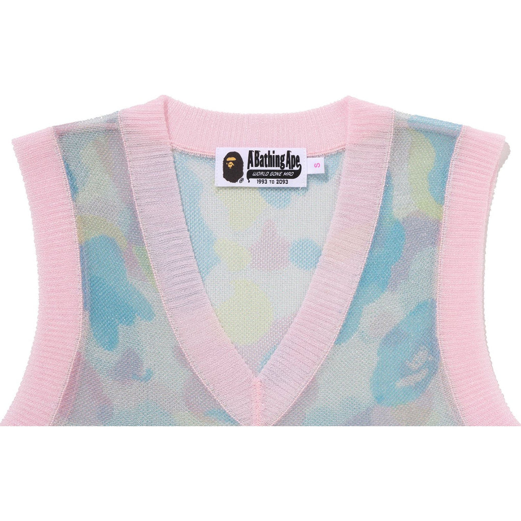 NEW MULTI CAMO METALLIC CROPPED KNIT VEST LADIES