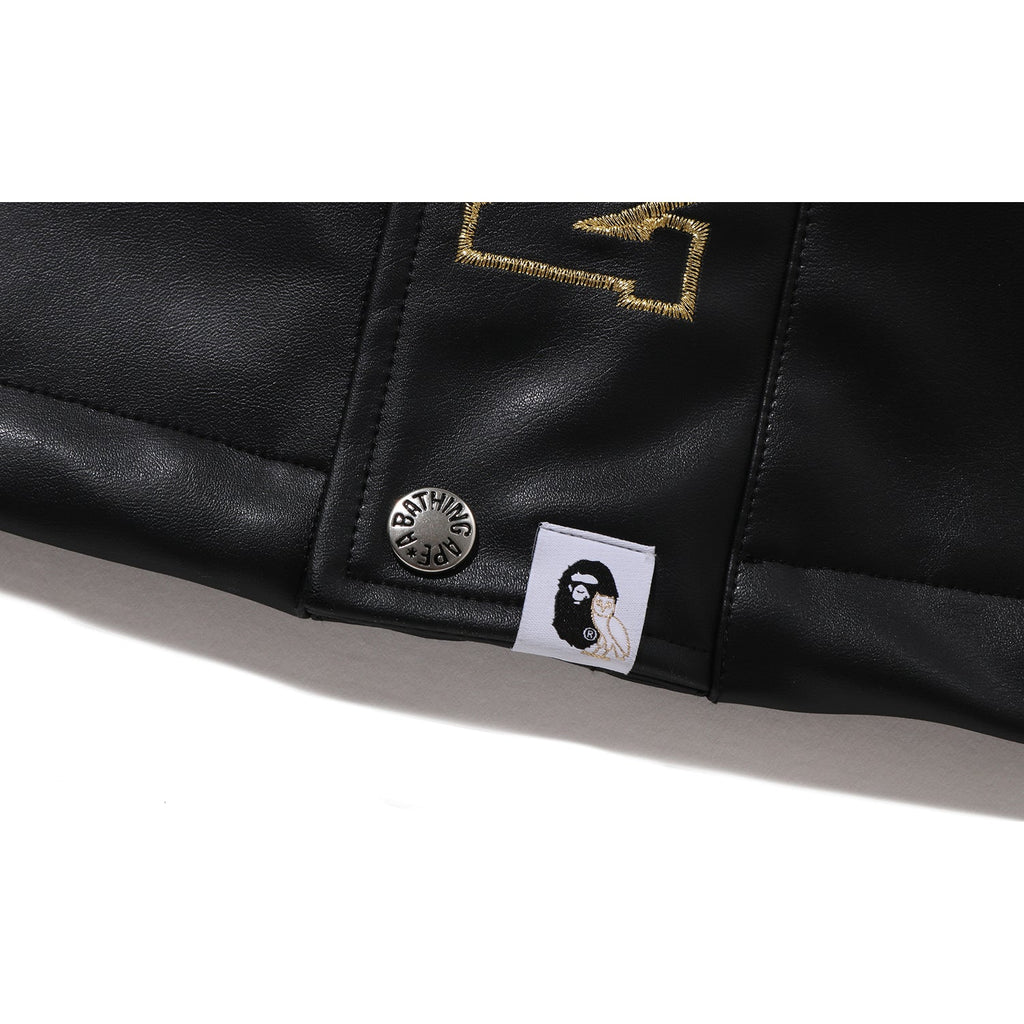 BAPE X OVO SYNTHETIC WASHABLE LEATHER SNOWBOARD JACKET MENS