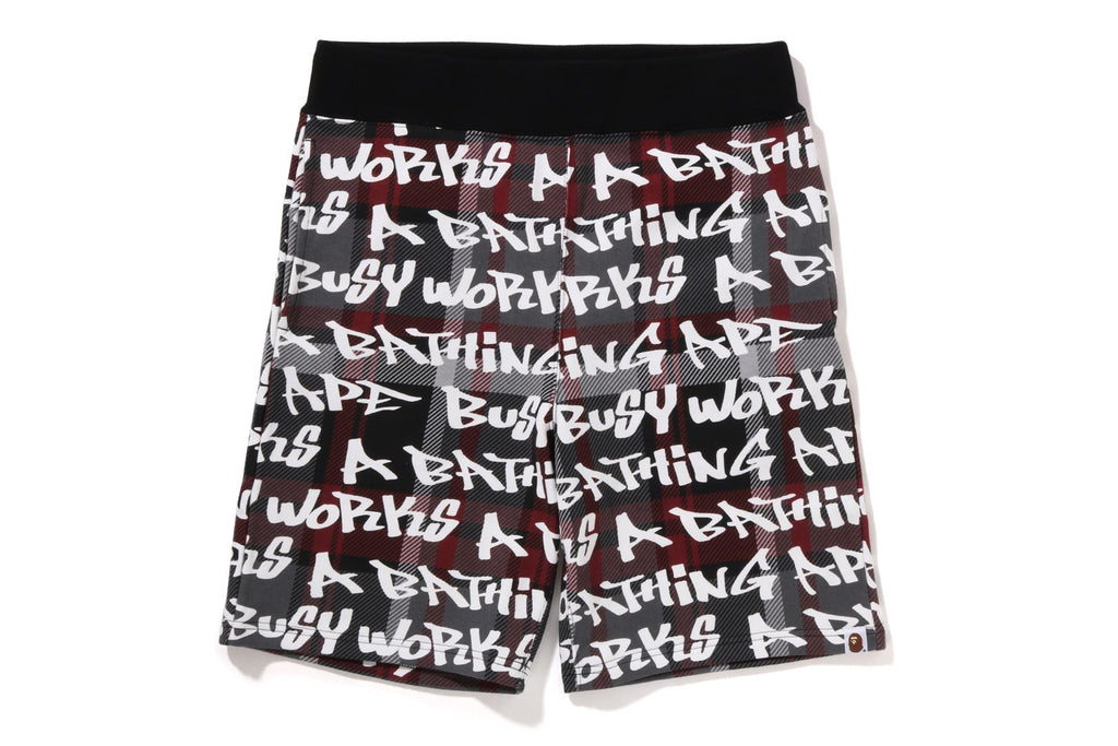 BAPE GRAFFITI CHECK SWEAT SHORTS MENS