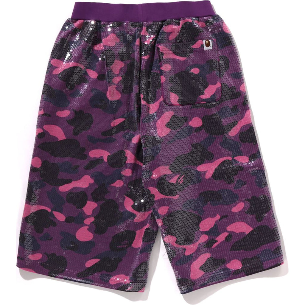 COLOR CAMO APE HEAD SEQUIN SWEAT SHORTS LADIES