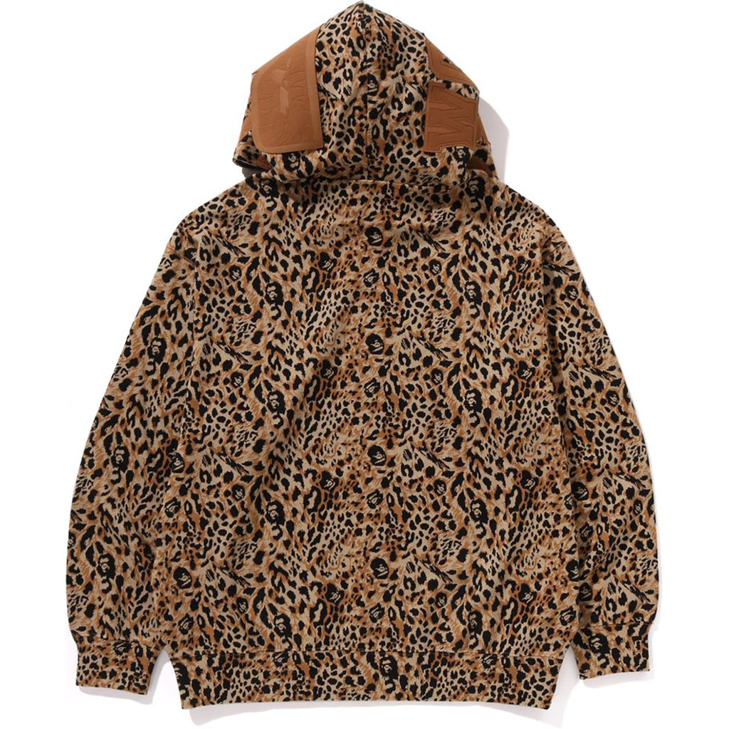WILD LEOPARD PATTERN SHARK RELAXED FIT FULL ZIP HOODIE MENS